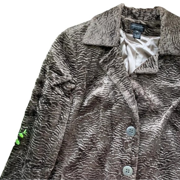 Juliana Collezione Velvet Textured Buttoned Coat Jacket Gray-Brown Size M - Picture 3 of 8